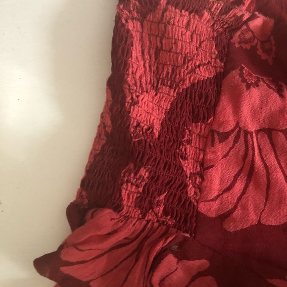 Free People Merpati Floral Print Red Ruffle Shorts - Picture 6 of 6